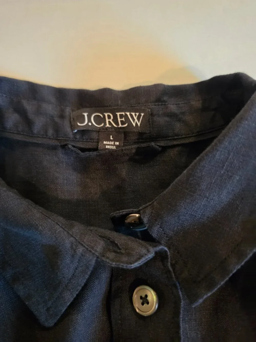 J Crew Capitaine Black Linen Shirt Dress Size Large NWOT